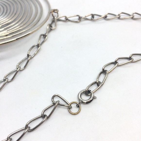 MODERNIST TURNTABLE ARTISAN SILVER TONE WIRE STATEMENT NECKLACE - Picture 10 of 13